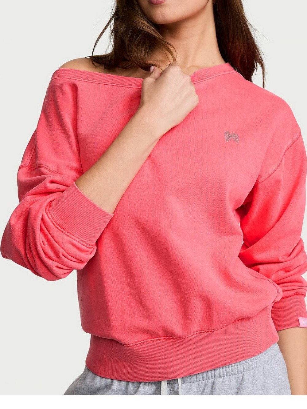 VS Angel EssentialsOff-Duty Terry Boatneck Sweatshirt XS Poppy NWT